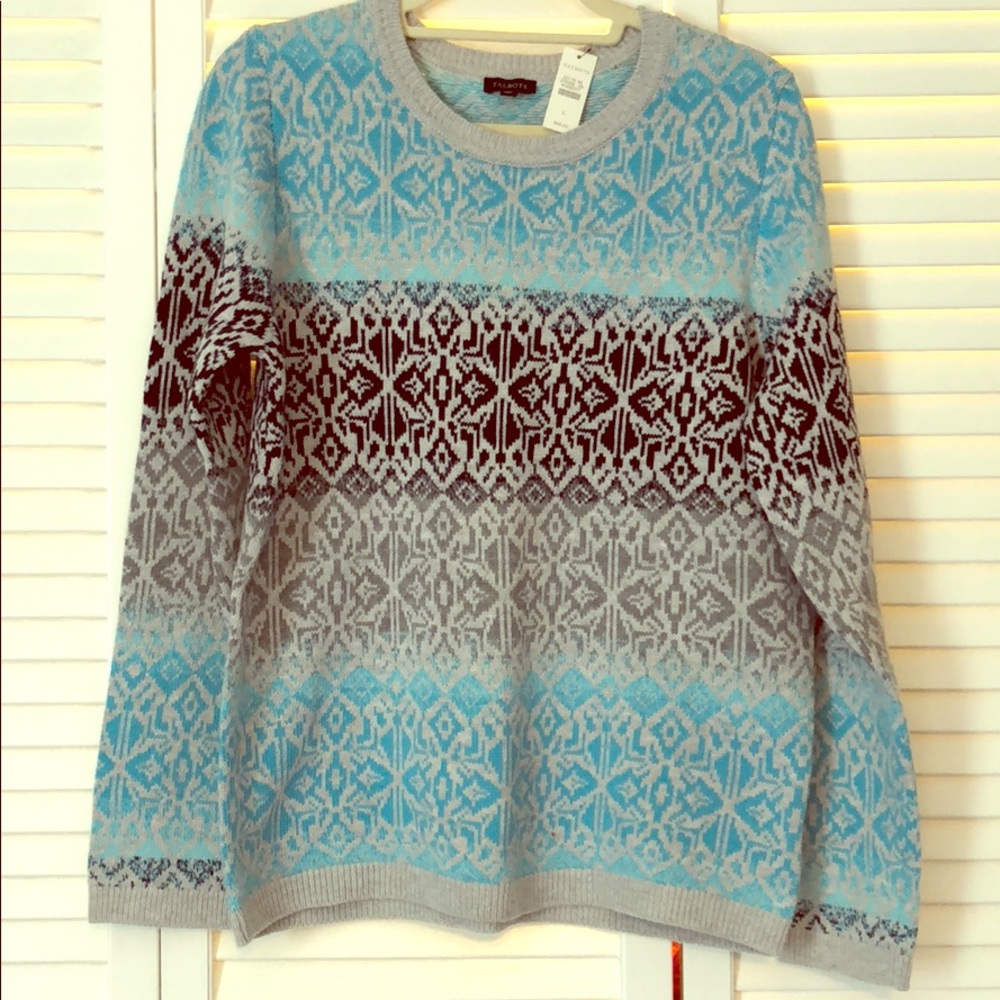 Talbots beautiful blue black gray sweater sz large